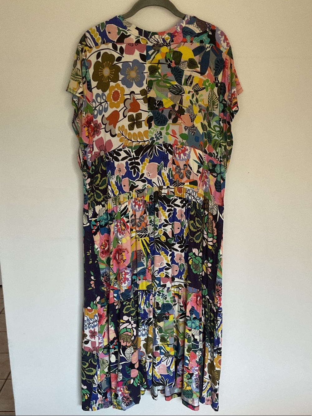 Johnny Was dress Chelsea Garden Tiered tea length dress boho floral patchwork - Picture 3 of 6